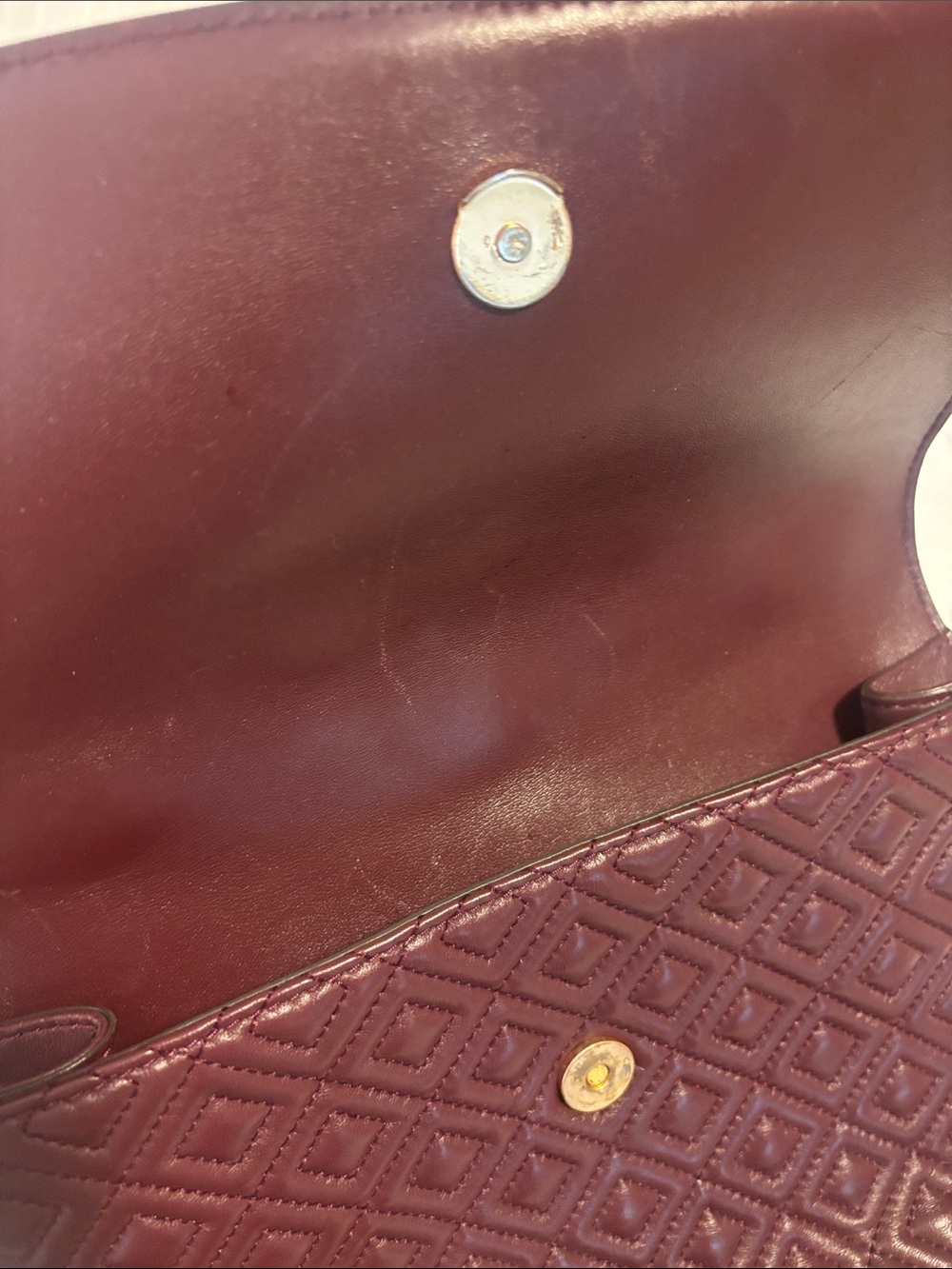 Tory Burch Burgundy “Kira” Quilted Leather Chain Crossbody - Picture 6 of 10